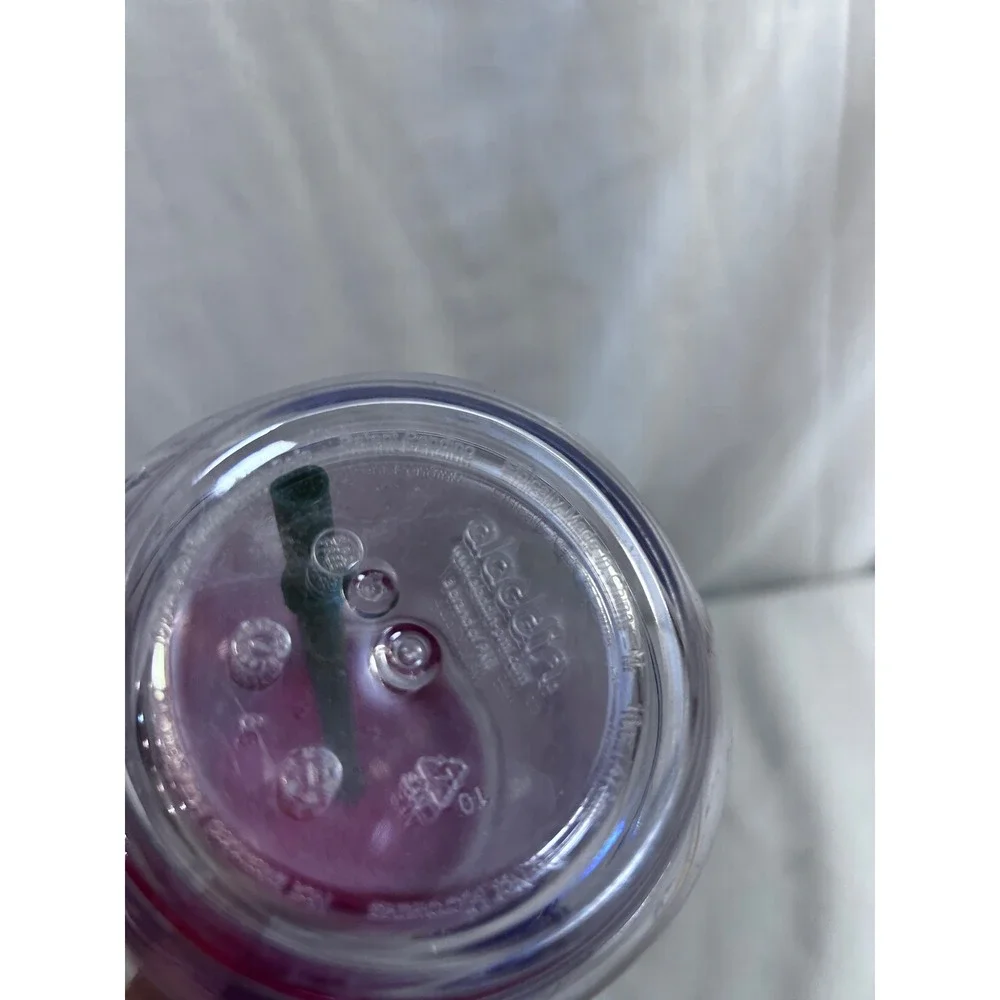 Aladdin Mason Jar Tumbler 16oz Purple Red Lid Insulated Plastic Mug with Straw